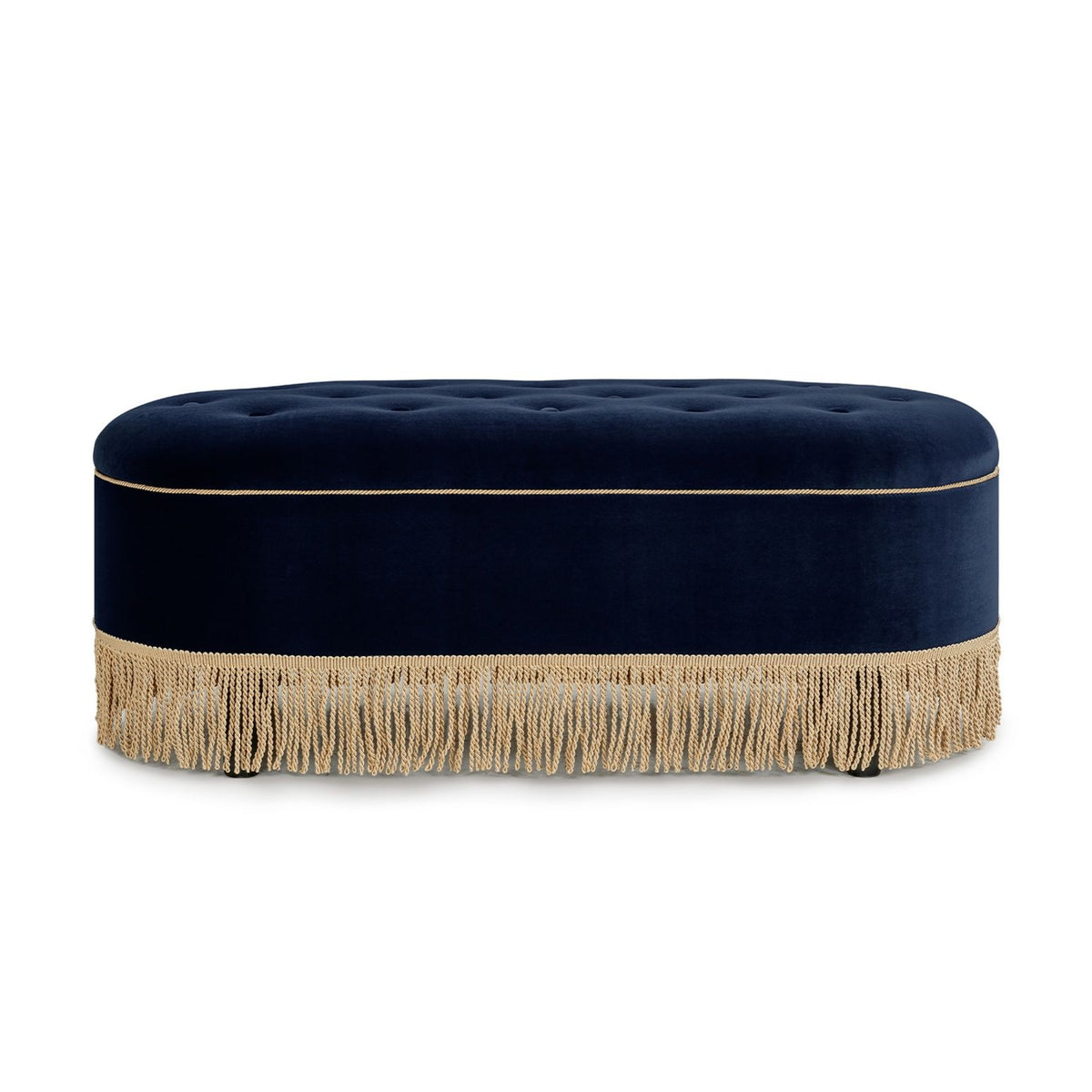 Melinda - Oval Tufted Bullion Fringe Storage Bench