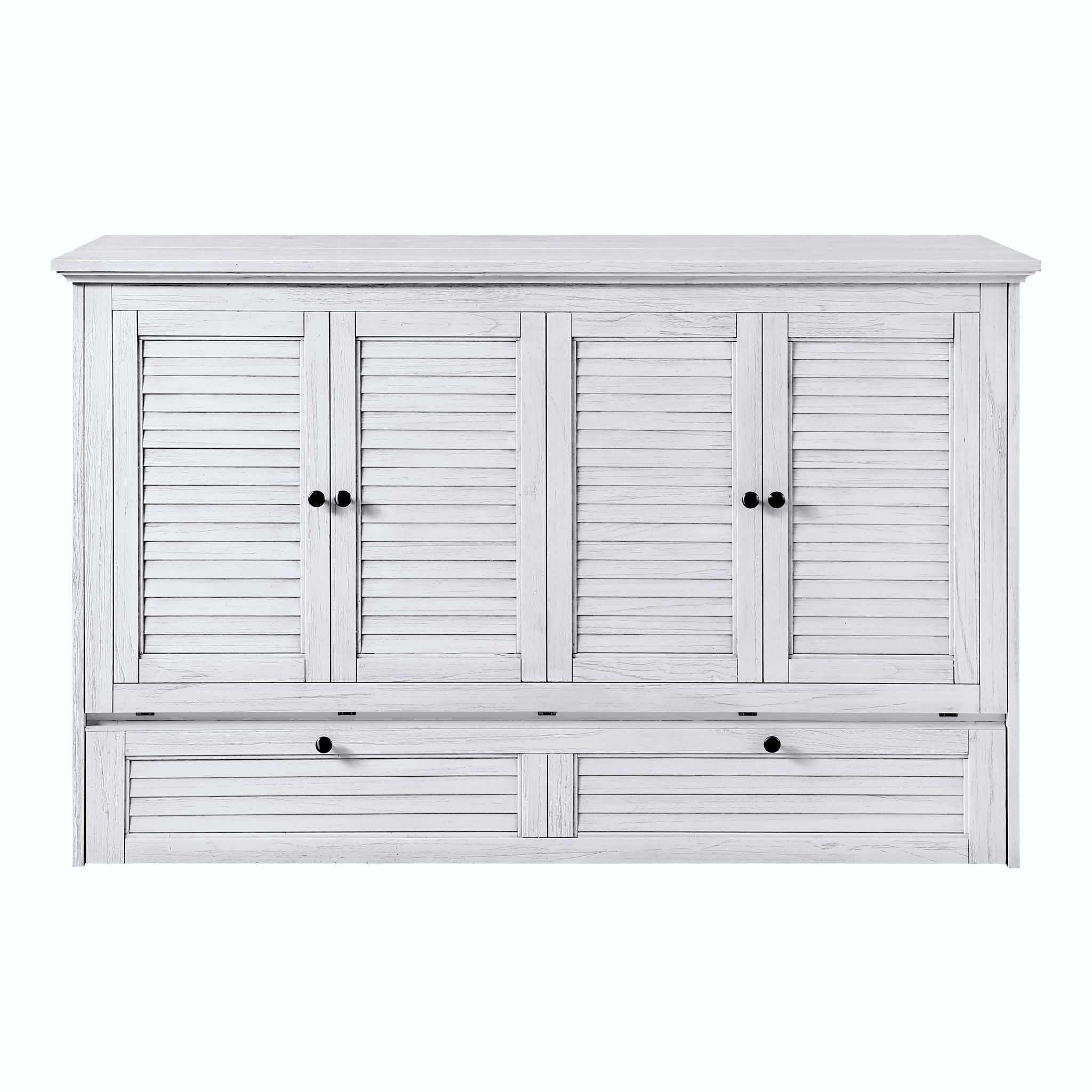 Surfside - Queen Size Cabinet Bed With Mattress - Weathered White