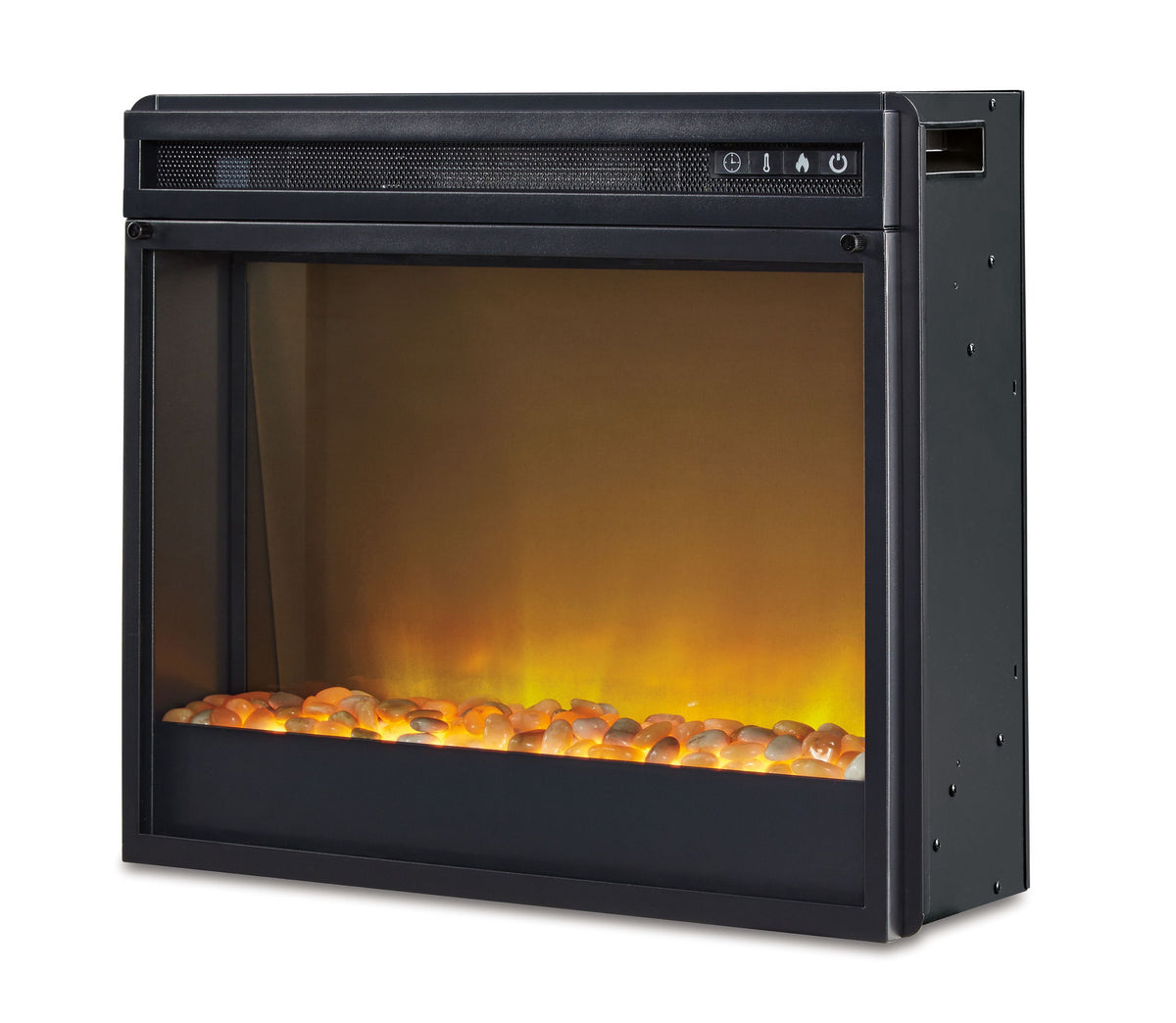 Entertainment Accessories - Fireplace Insert Glass/Stone - Black