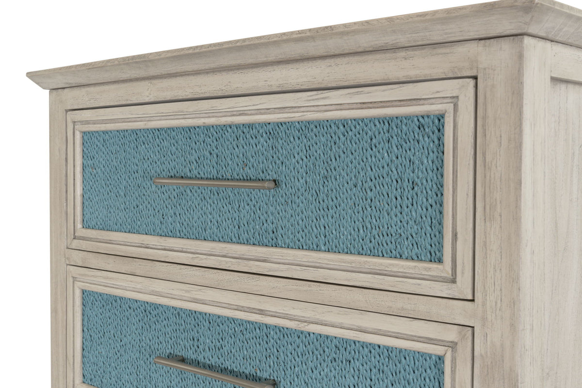 Ocean Isles - 5 Drawer Woven Chest - Ocean Blue / Aged Ivory