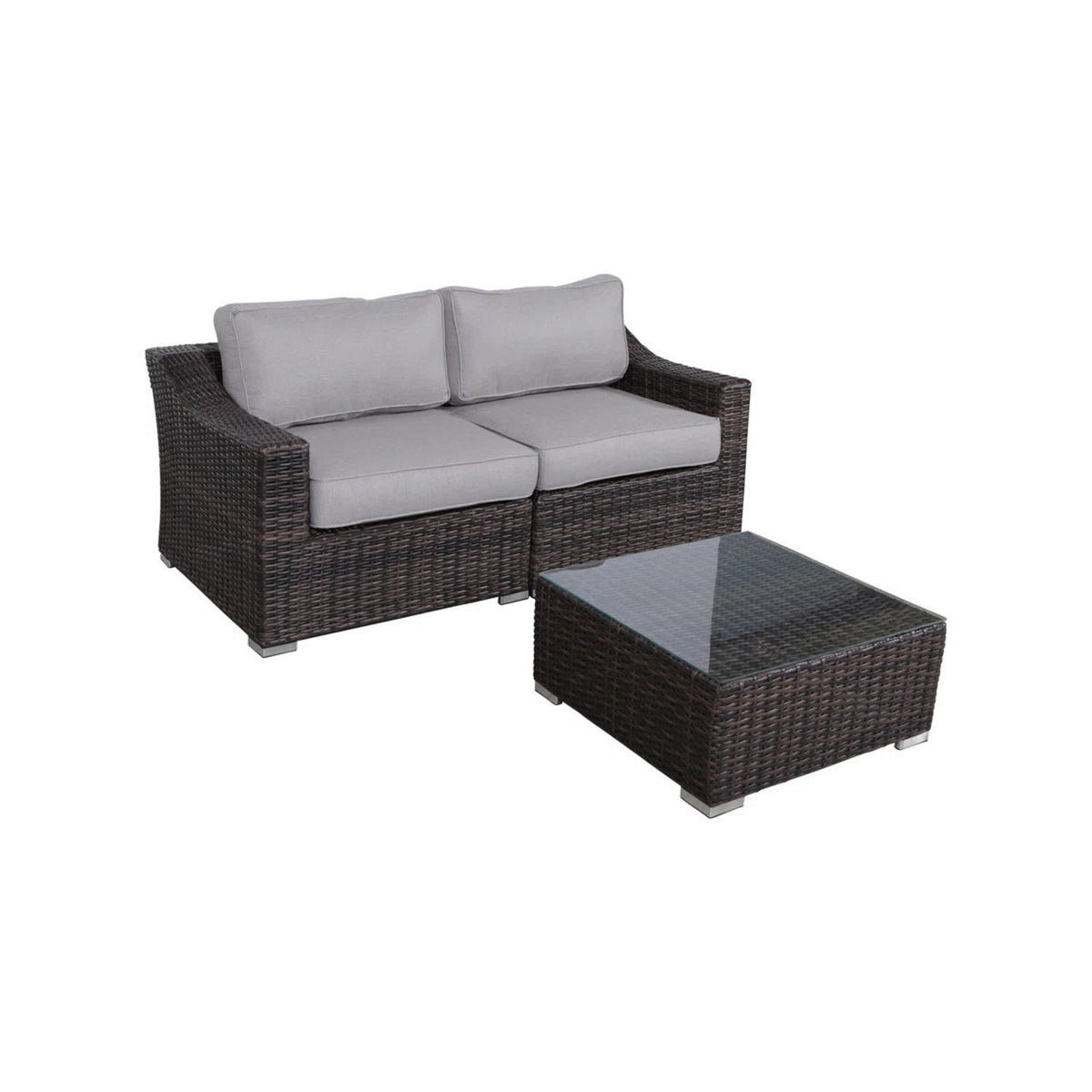 Outdoor Wicker Conversation Set With Cushions, All Weather