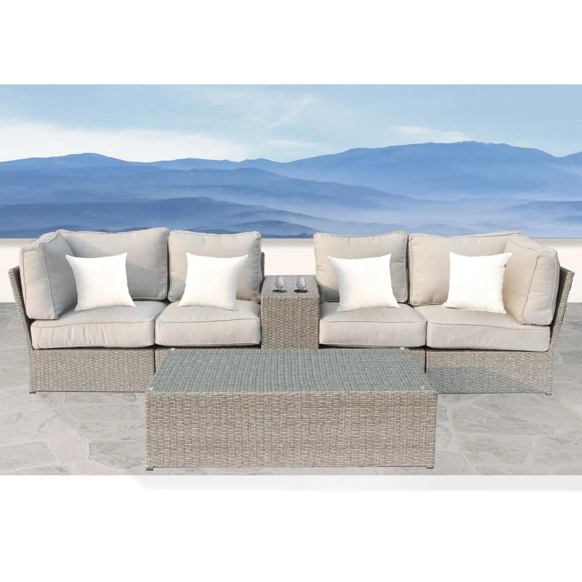 Stylish Modular Wicker Patio Seating Group