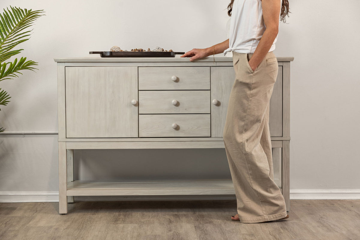 Geneva - 2-Door / 3-Drawer Credenza - Distressed White