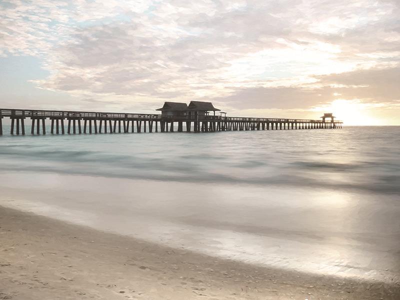 Pier Sunset By Lori Deiter (Framed) - Silver