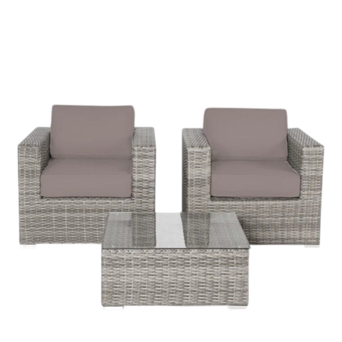 Wicker Seating Group Set With Table And Cushions