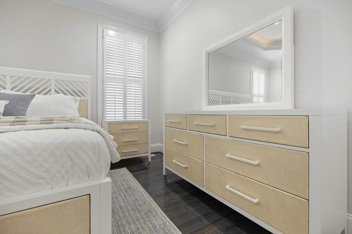 Miramar - 7 Drawer Woven Dresser - Sand / Stark White