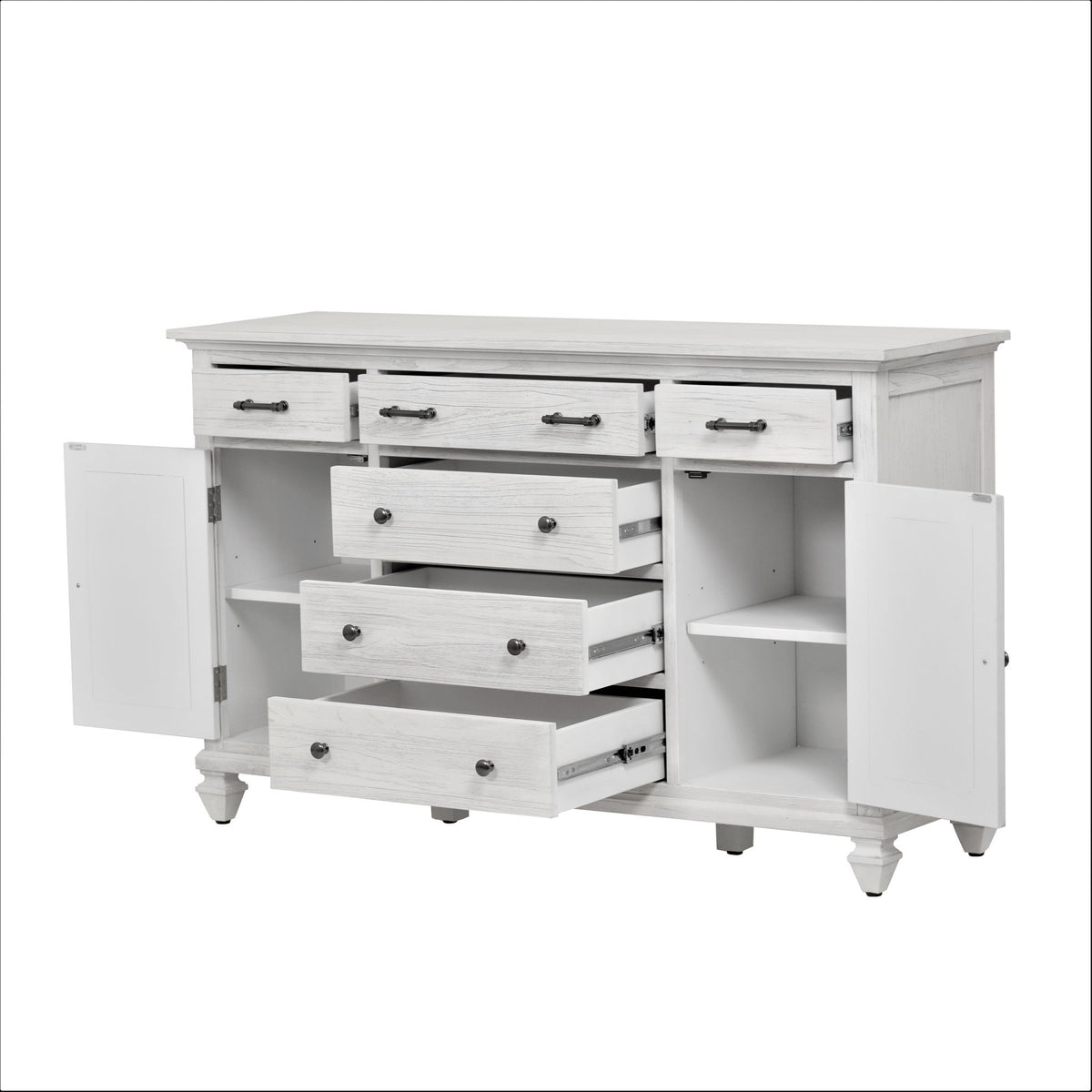 Surfside - 6 Drawer / 2 Door Dresser - Weathered White
