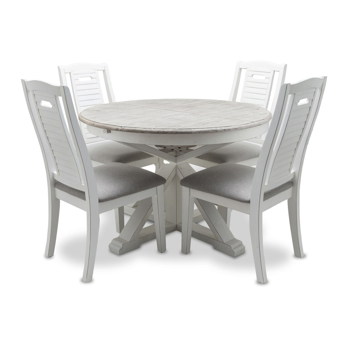 Islamorada - Round Dining Table With 18" Butterfly Leaf Extension - Dapple Gray / Blanc