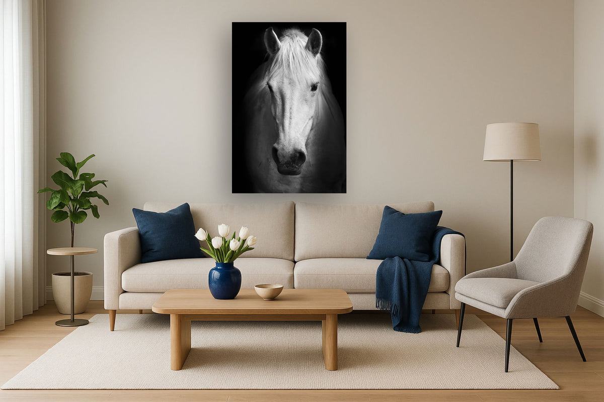 Temp Glass With Foil - White Horse - Black