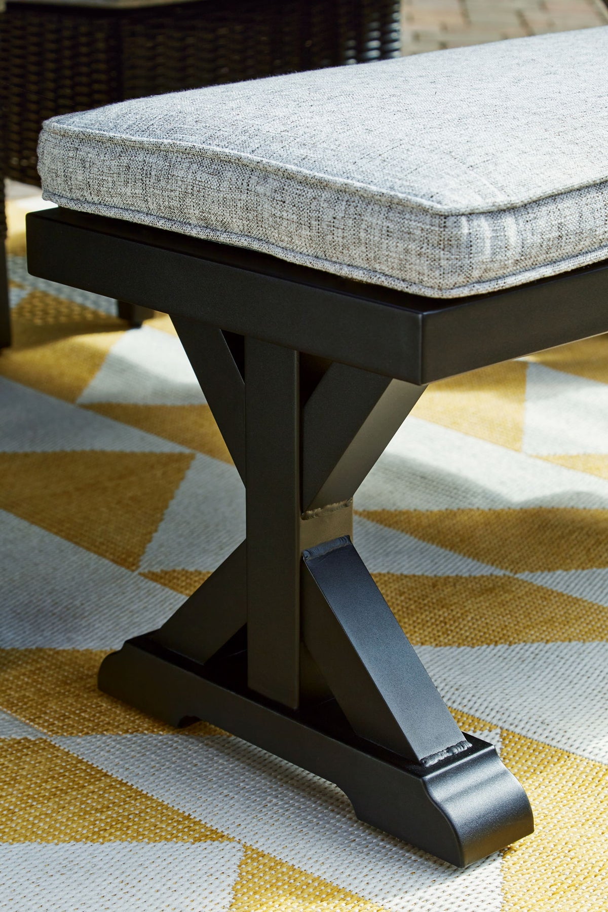Beachcroft - Bench With Cushion - Black / Light Gray