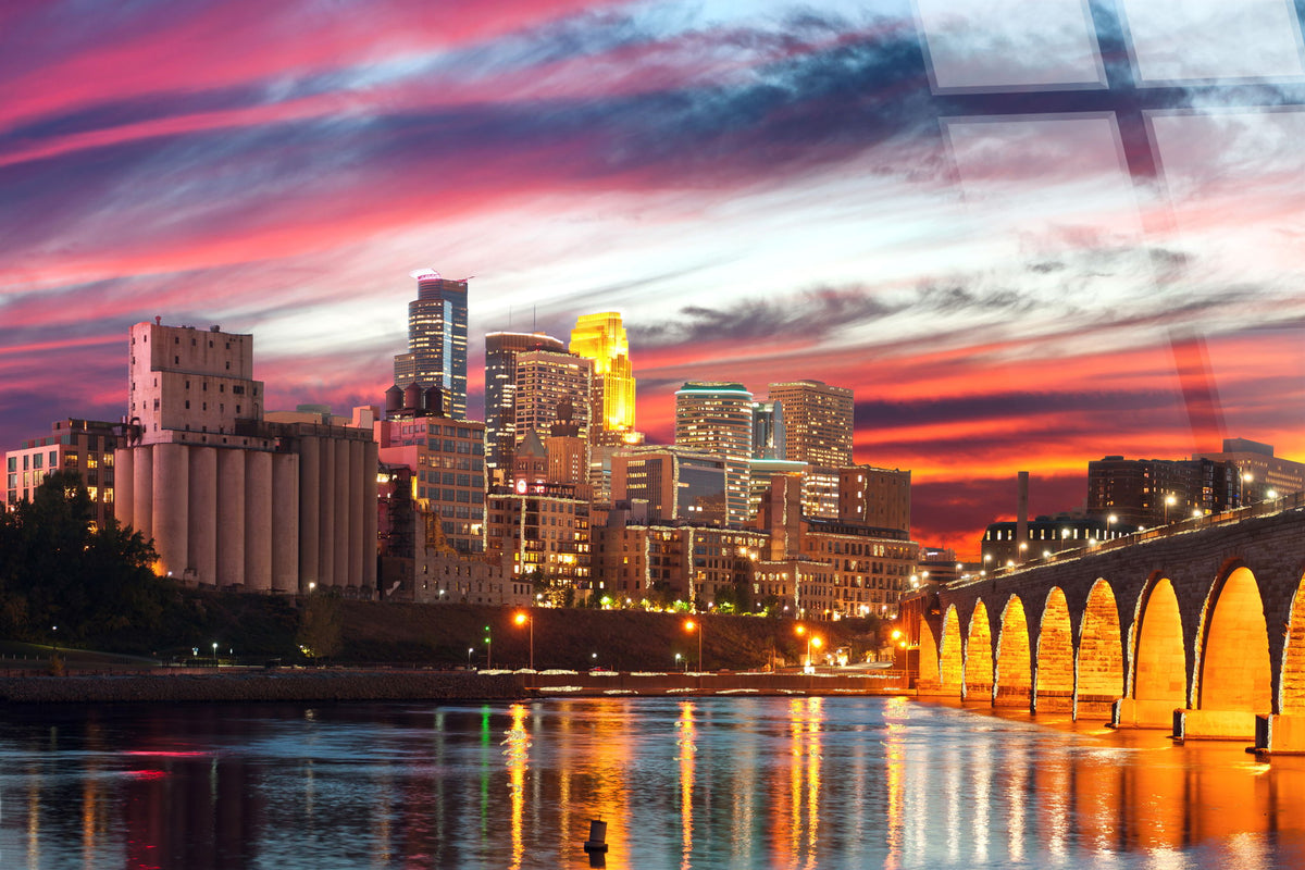 Minneapolis Cotton Candy Sky Tempered Glass With Foil - Pink / Orange