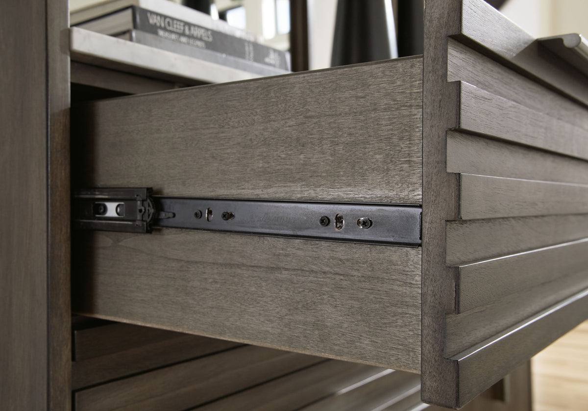 Arkenton - 3 Pc. - Dresser, Mirror, King Panel Bed - Grayish Brown