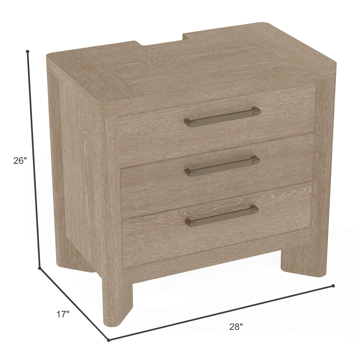 3 Drawer Nightstand - Tan