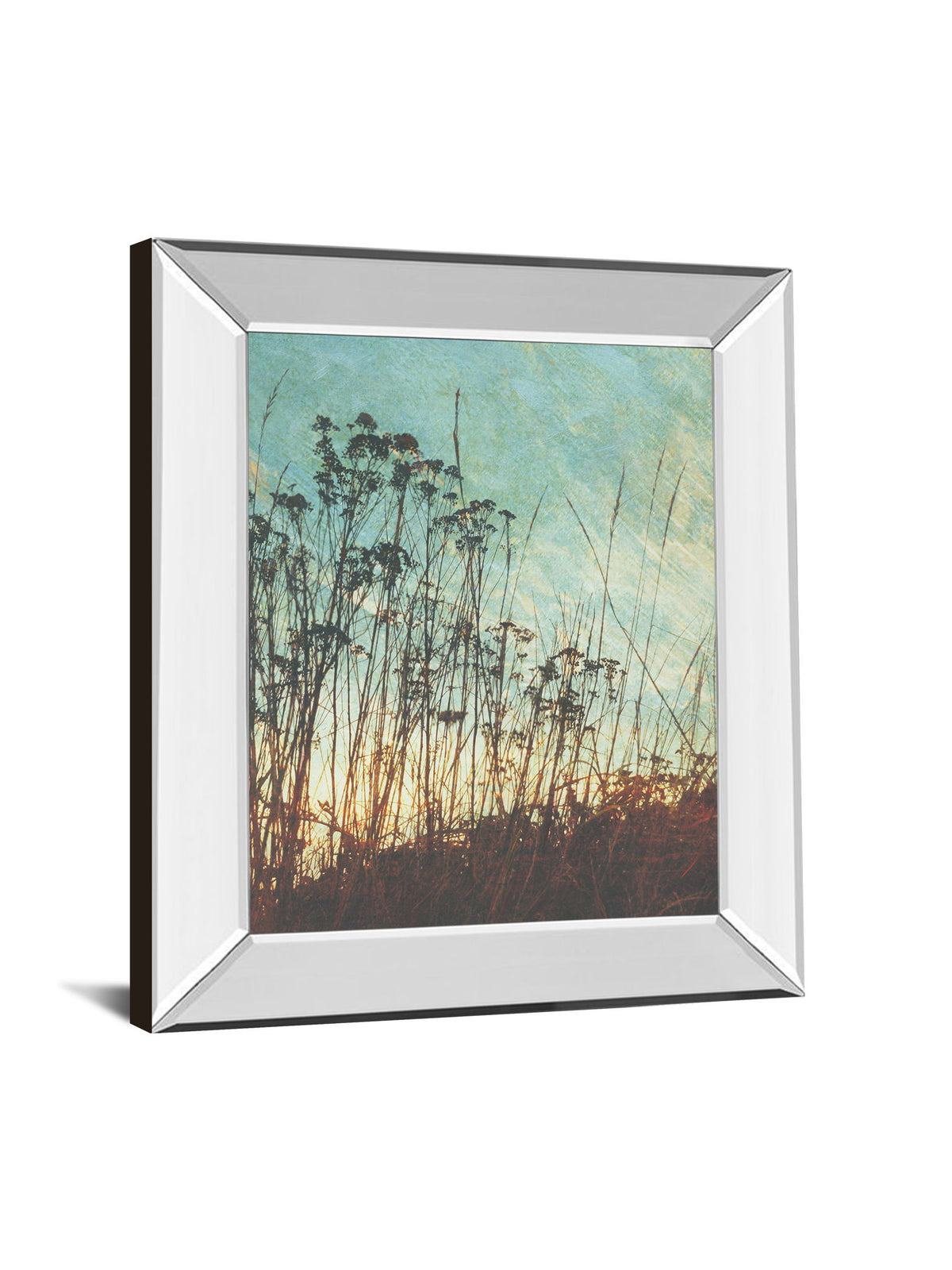 Wild Grass By Amy Melious - Mirror Framed Print Wall Art - Light Blue
