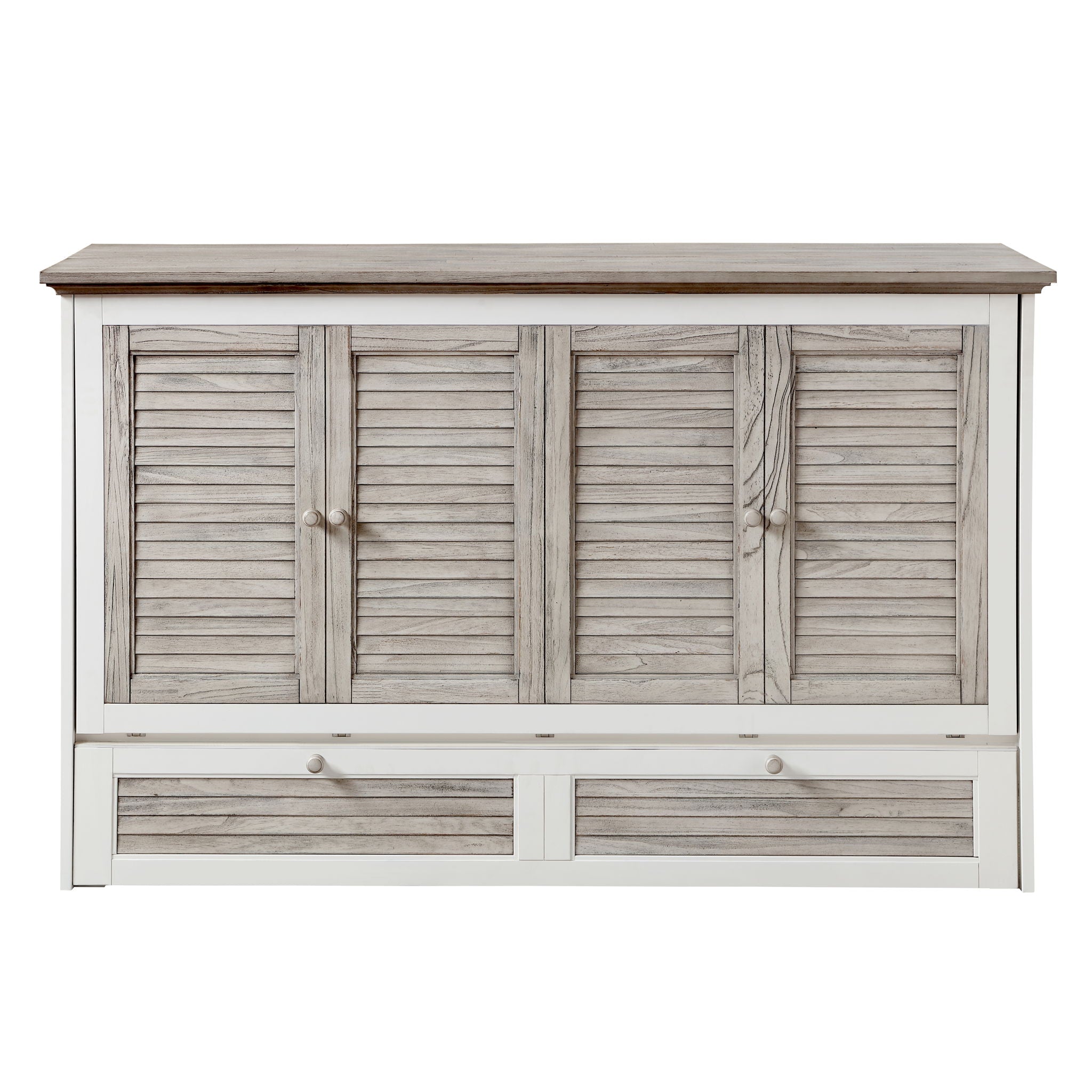 Islamorada - Queen Size Cabinet Bed With Mattress - Dapple Gray / Blanc