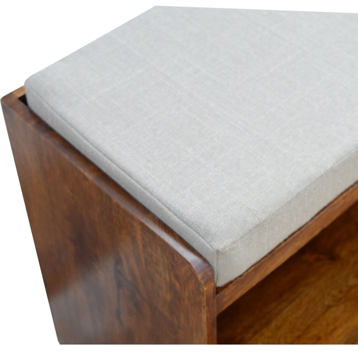 Pull Out Shoe Bench - Chestnut / Mud Linen