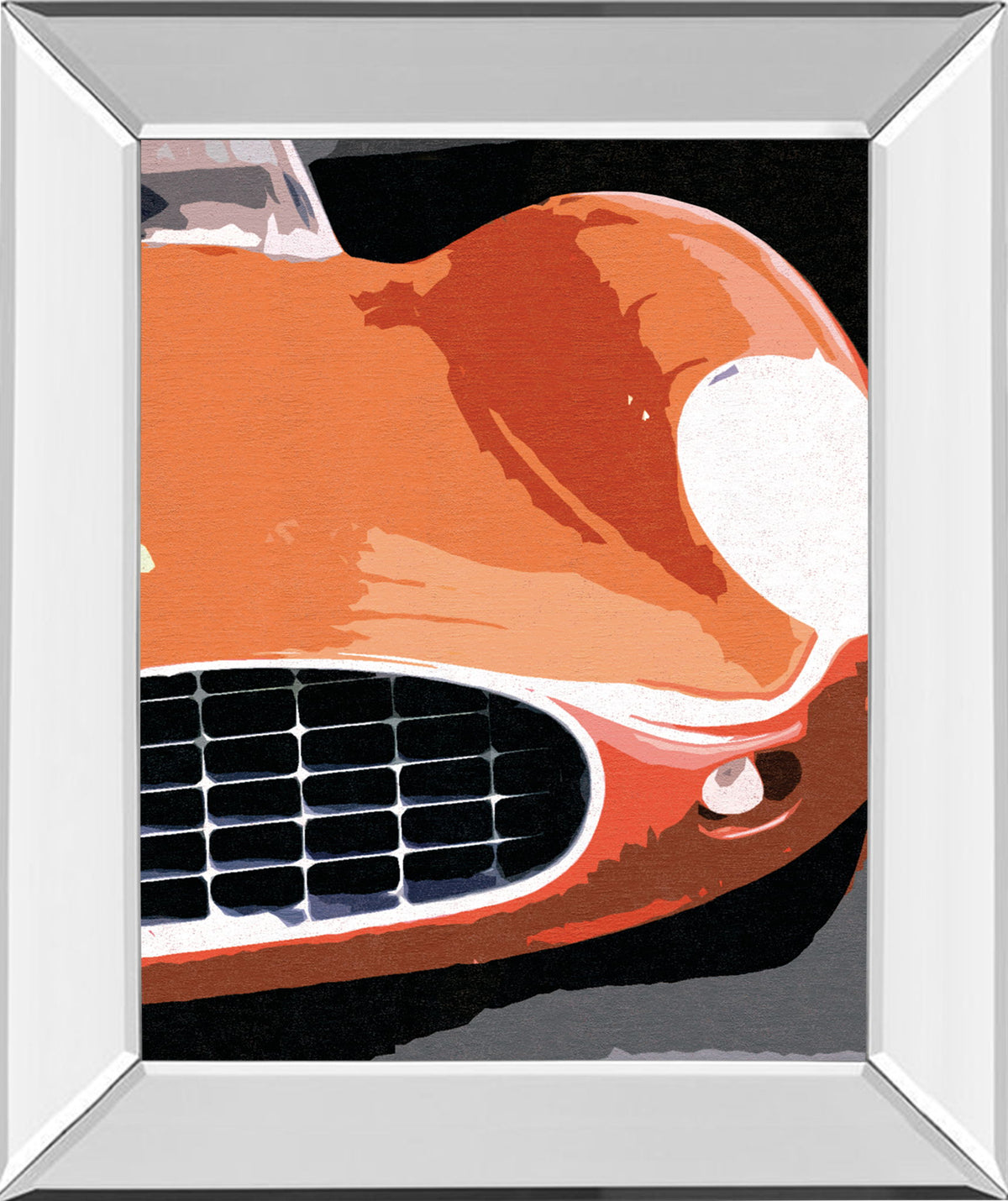 Ferrari Classic By Malcolm Sanders - Mirror Framed Print Wall Art - Orange