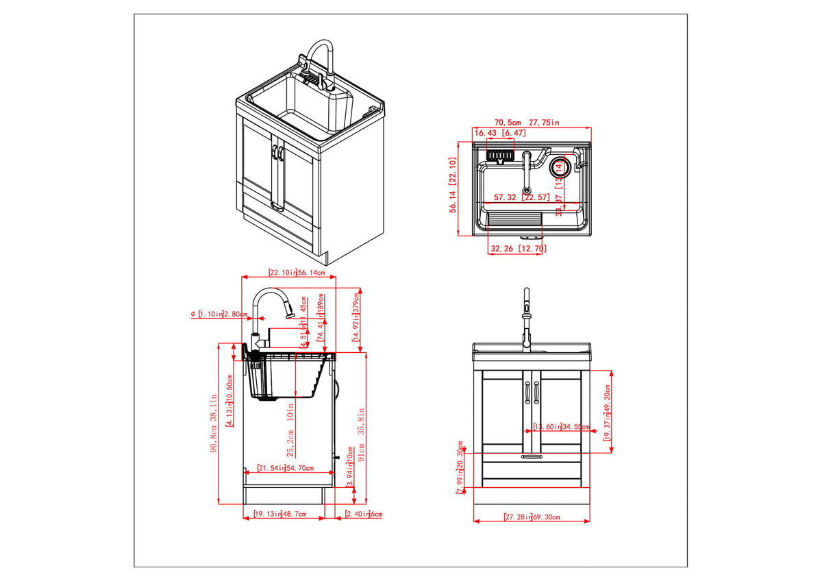 Maile - All-In-One Laundry Utility Sink And Cabinet
