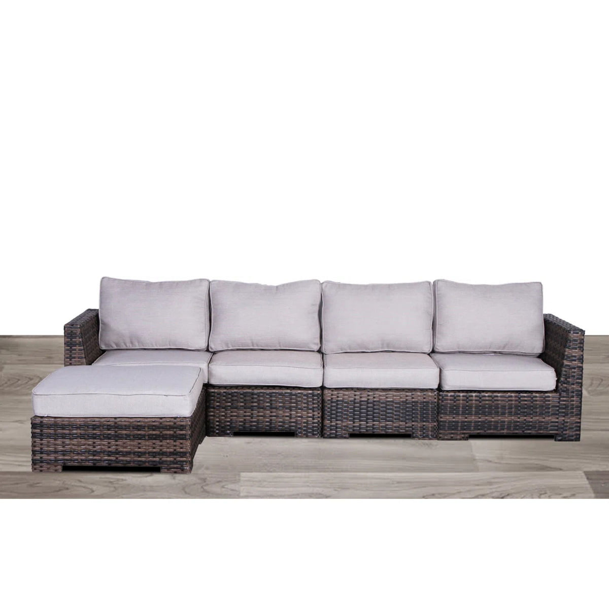 Wide Patio Sectional With Cushions - Brown
