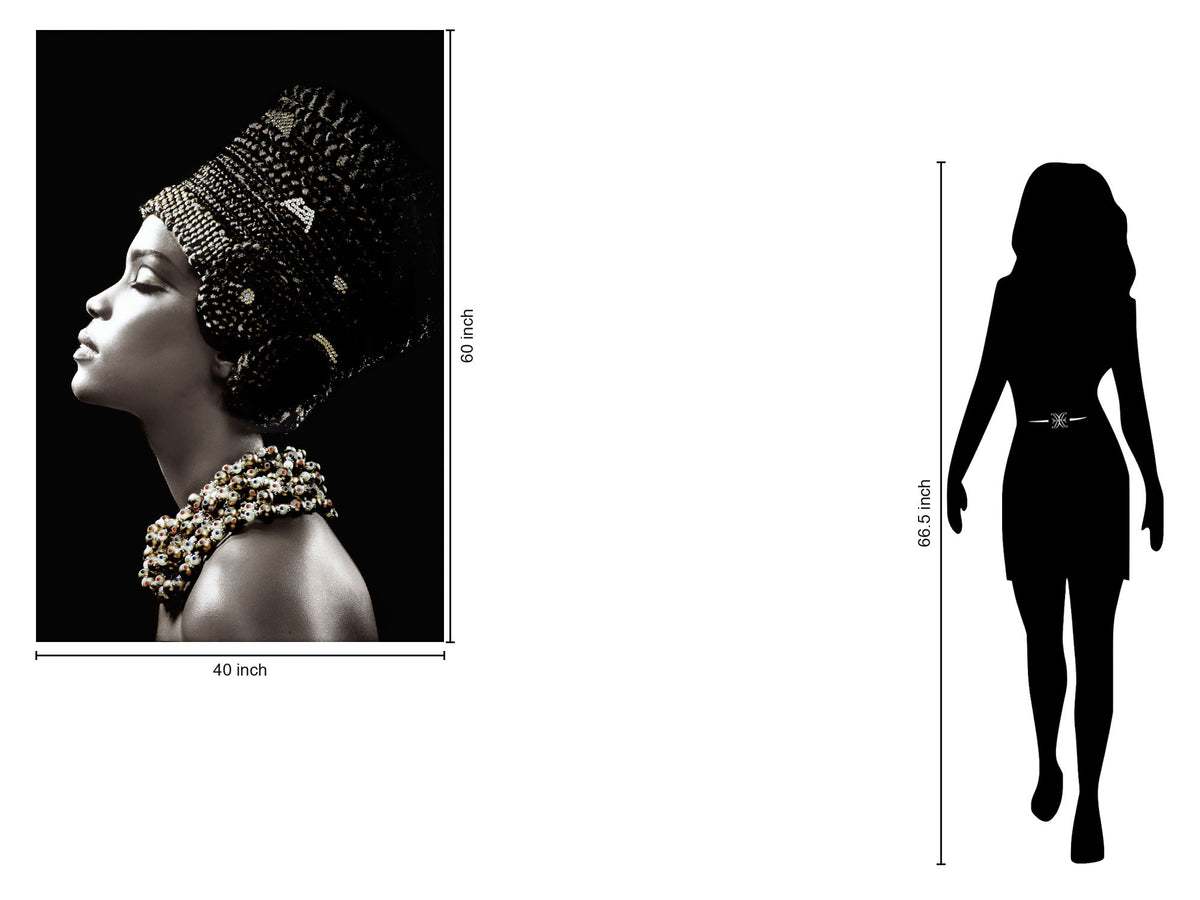 Temp Glass With Foil & Rhinestones - Woman Side Profile - Black