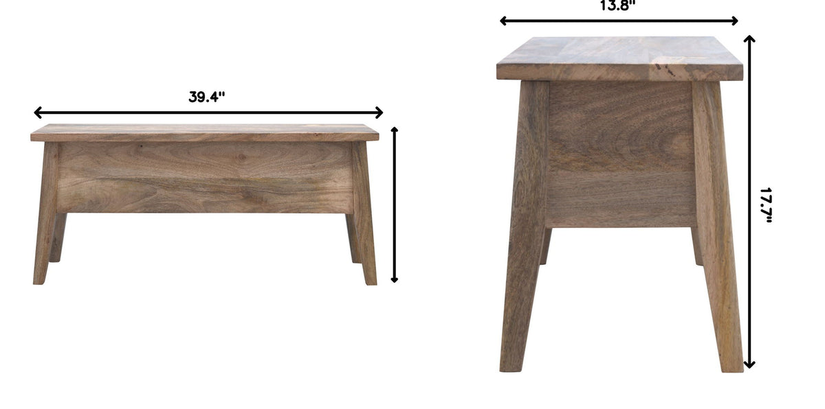Lid Up Storage Bench - Oak