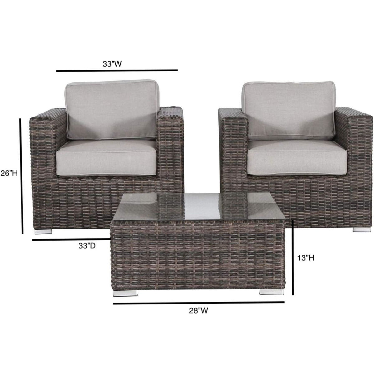 Wicker Seating Group Set With Table And Cushions