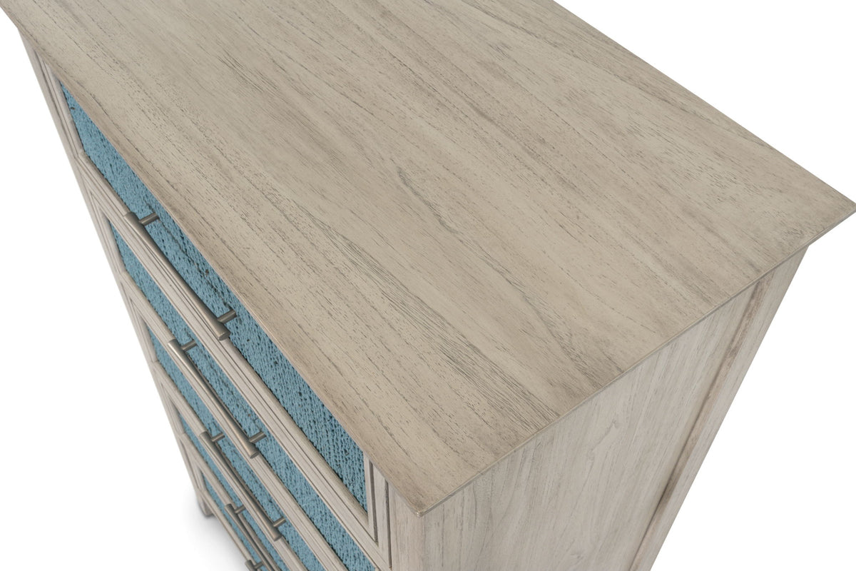 Ocean Isles - 5 Drawer Woven Chest - Ocean Blue / Aged Ivory