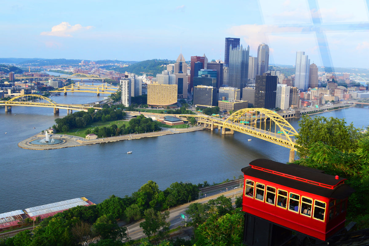 Pittsburgh Overlook Tempered Glass With Foil - Blue / Green