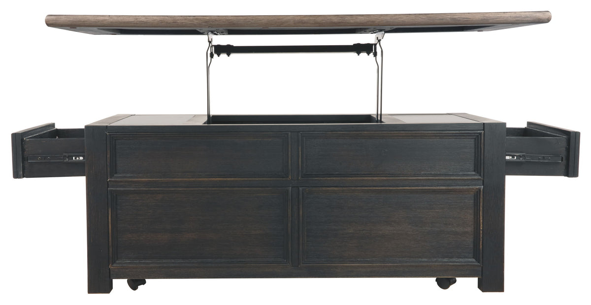 Tyler Creek - Lift Top Cocktail Table - Grayish Brown / Black