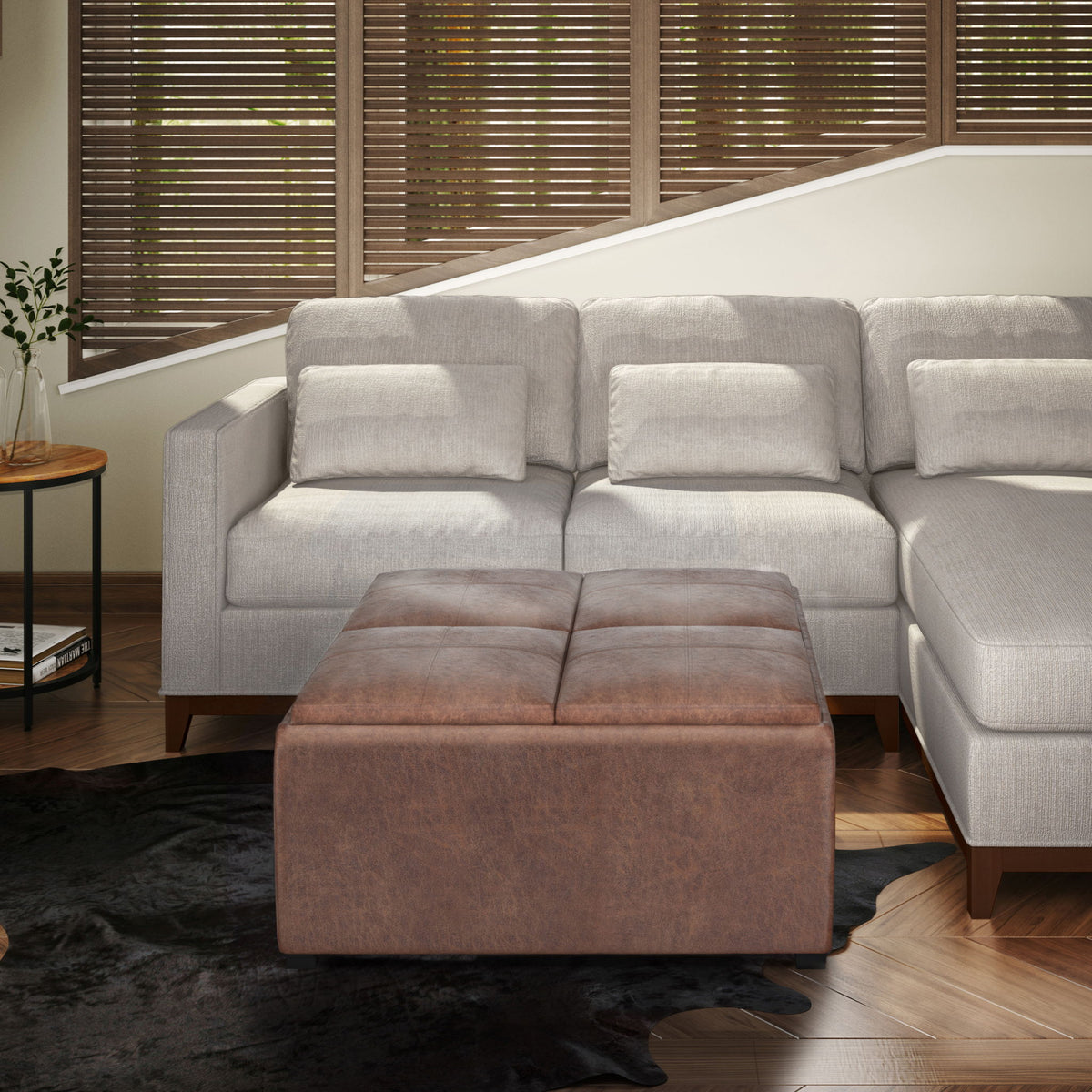 Avalon - Square Coffee Table, Storage Ottoman