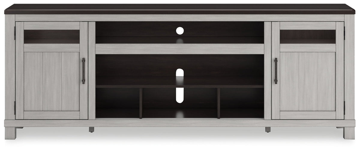 Darborn - XL TV Stand With Fireplace Option - Gray / Brown