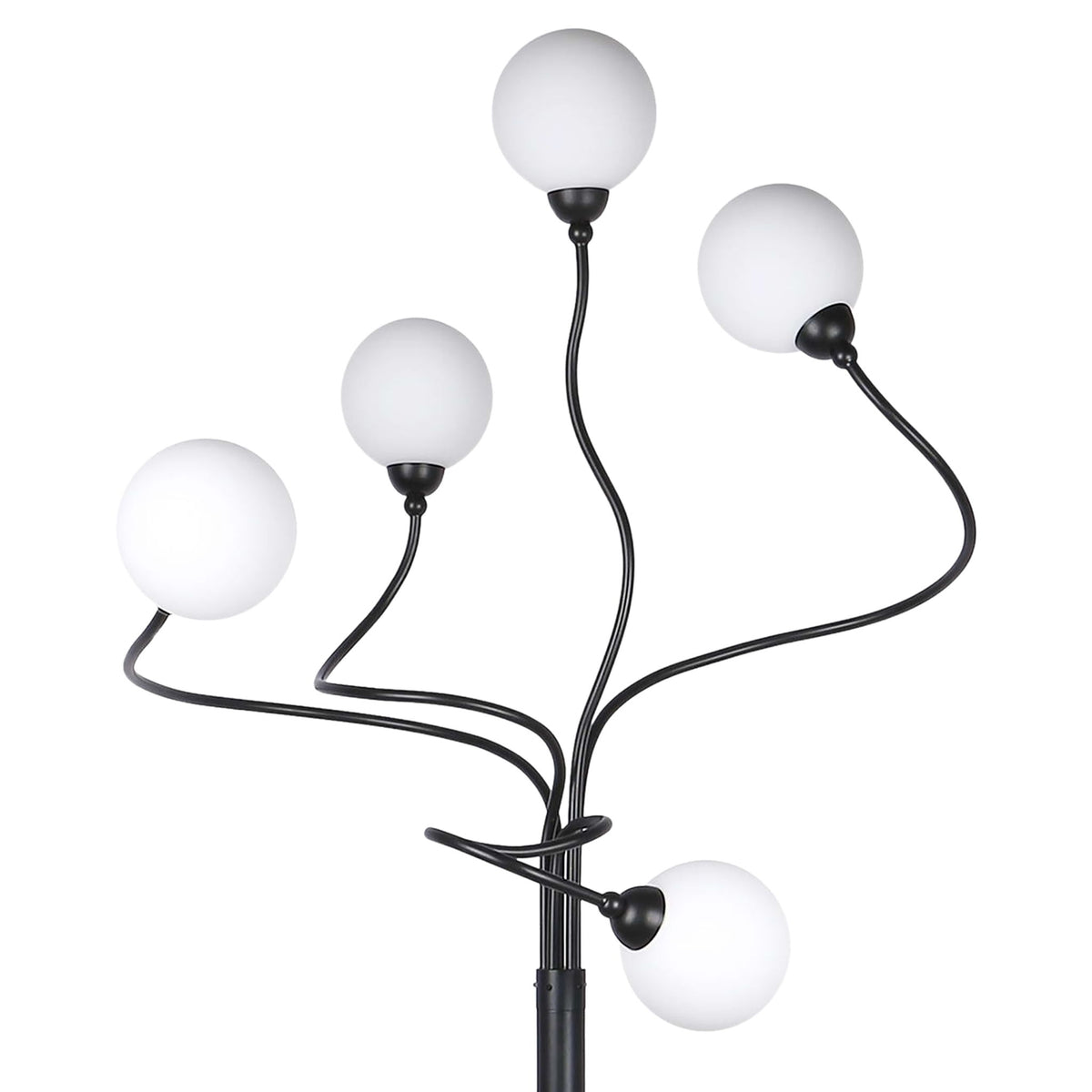 "Celestial Branch" Metal Floor Lamp - Matte Black / White Frosted Glass / White Marble / Soft Gold