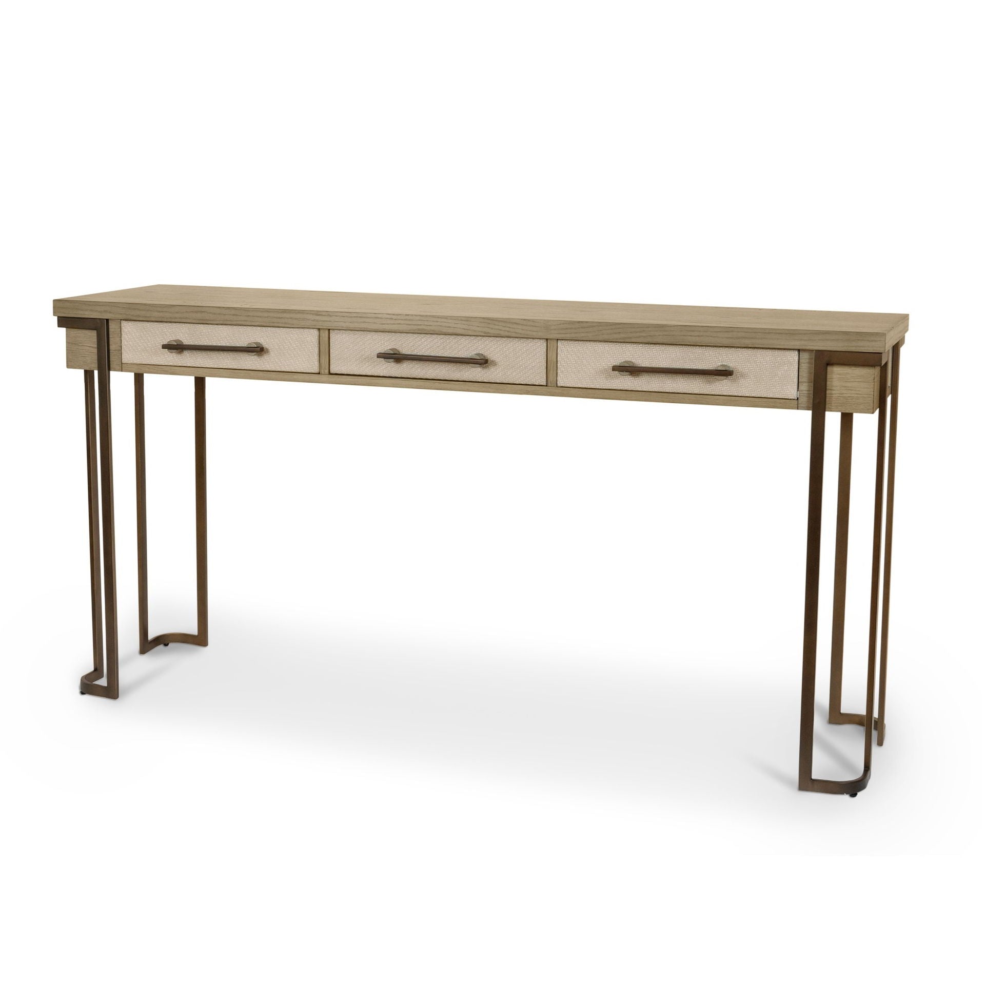 Rio Vista - 3-Drawer Console Table With Power Strip, USB-A And USB-C Port - Muted Earth Tones / Clay