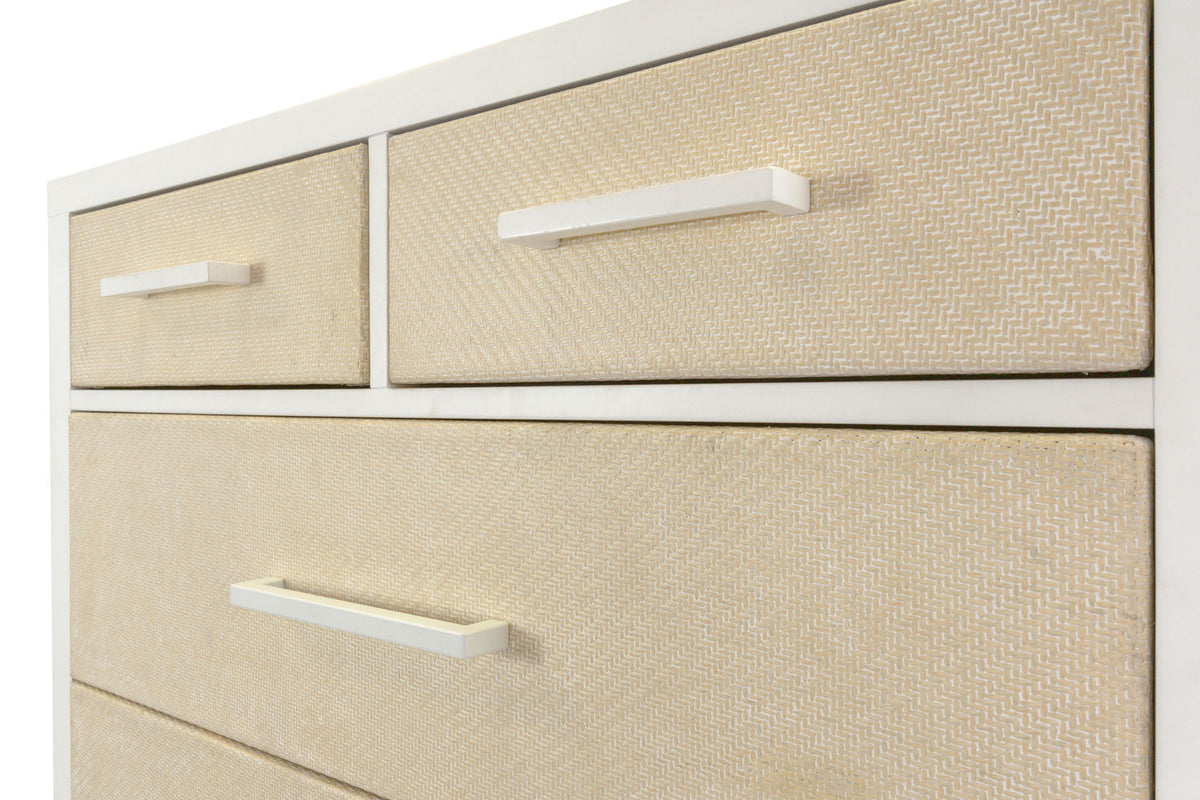 Miramar - 6 Drawer Woven Chest - Sand / Stark White