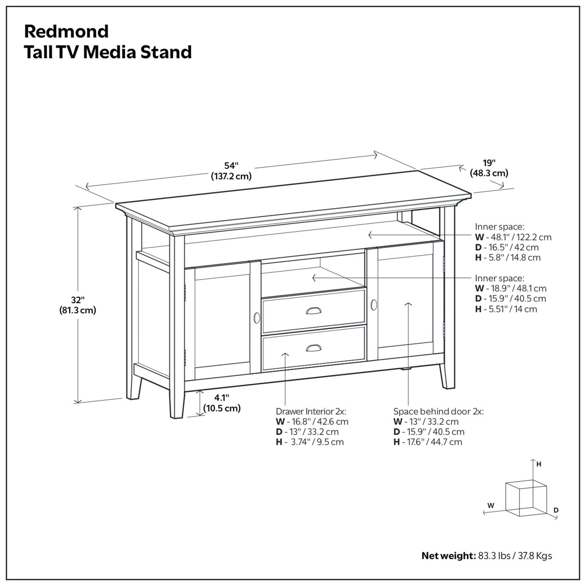 Redmond - Tall TV Media Stand - Rustic Natural Aged Brown