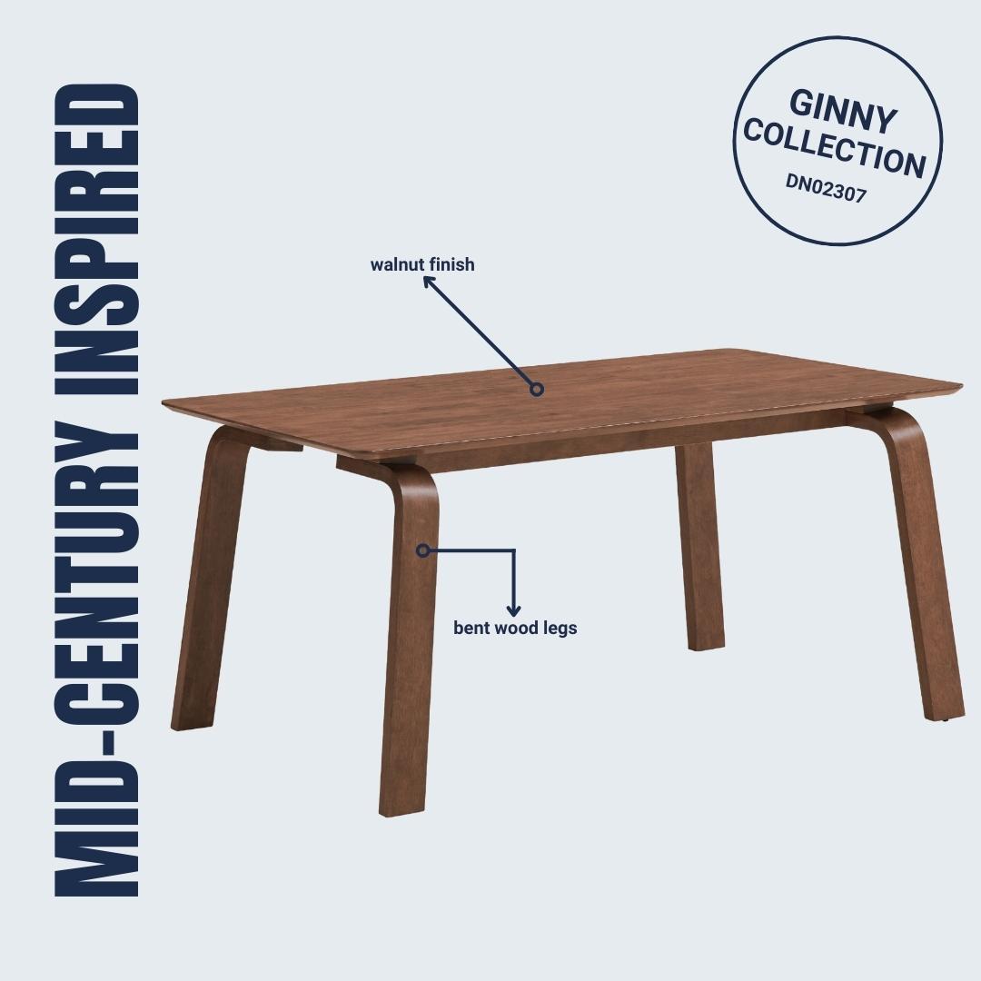 Ginny - 5 Piece With Side Chairs Dining Room Set - Walnut
