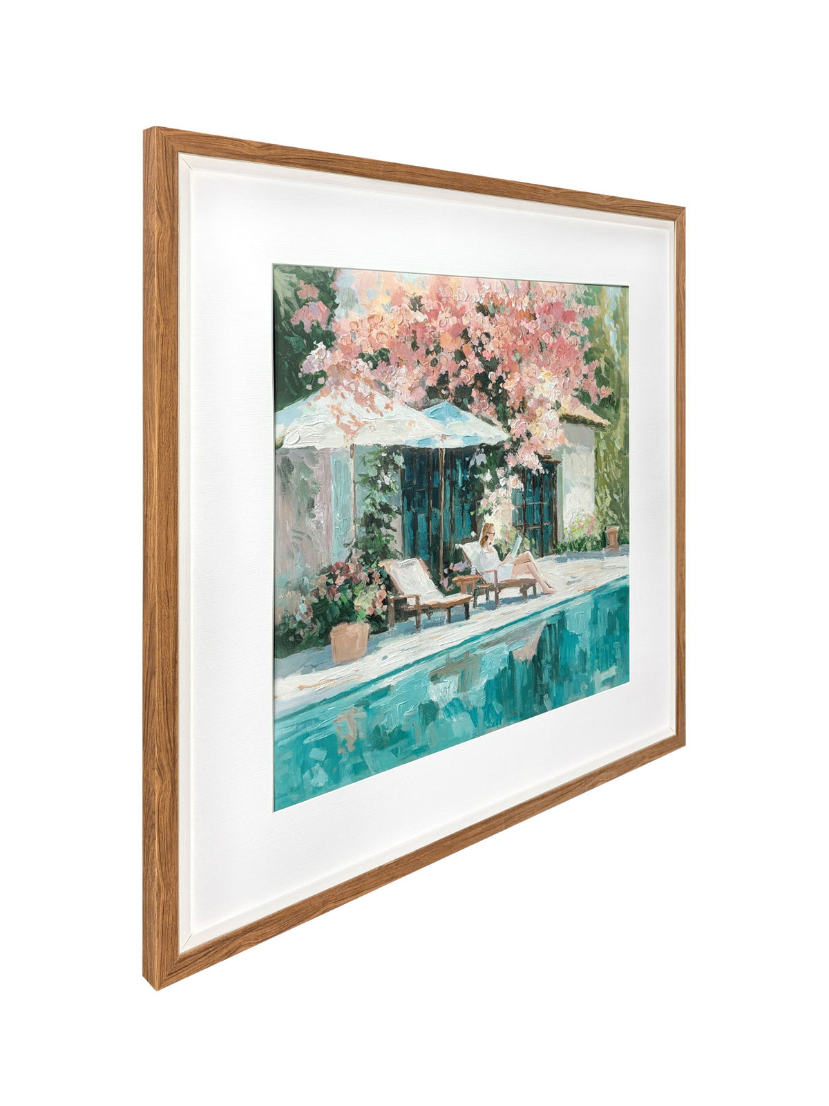 Poolside Blossom II Hand-Embellished Print In Frame - Green
