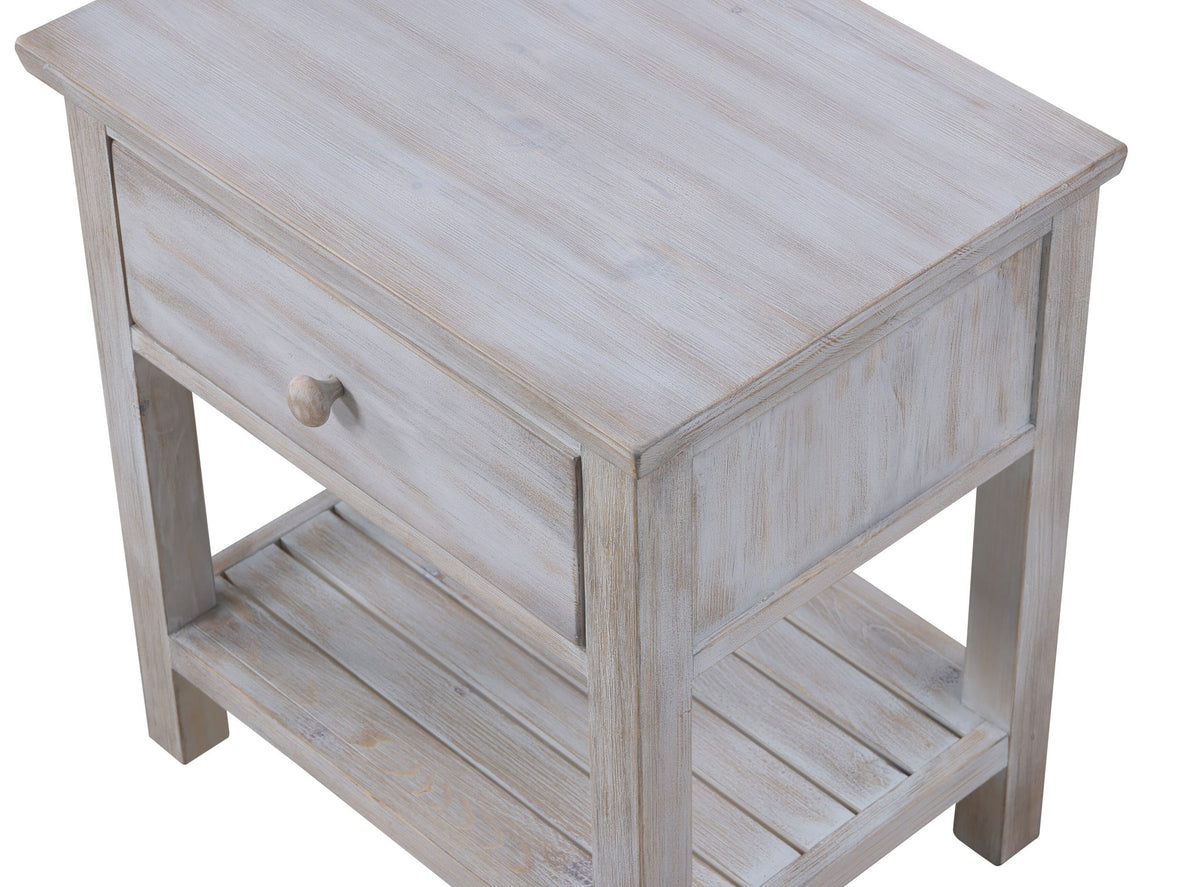 Geneva - 1 Drawer Nightstand With USB-A And USB-C Port - Distressed White