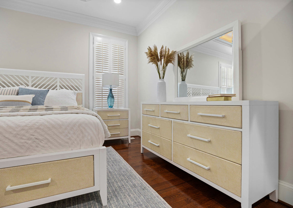 Miramar - 7 Drawer Woven Dresser - Sand / Stark White