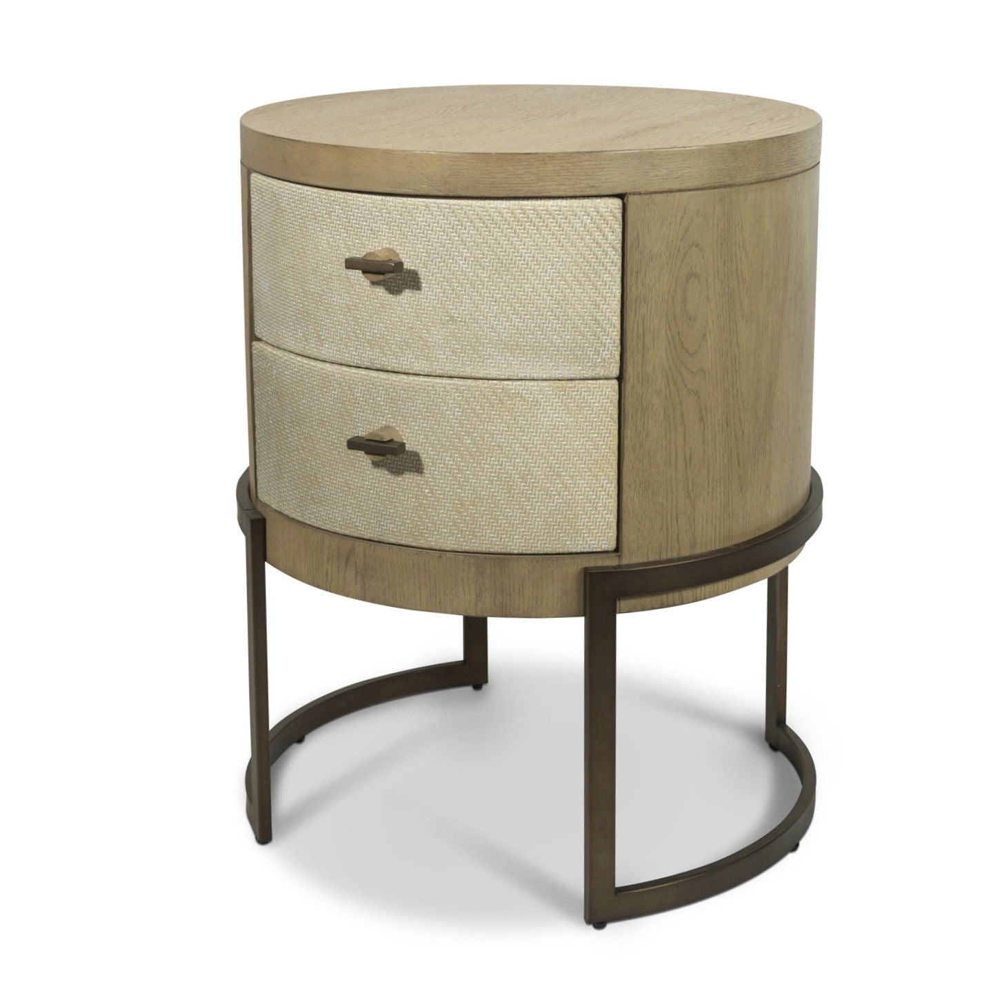 Rio Vista - Woven 2 Drawer Round Accent Nightstand - Muted Earth Tones / Clay
