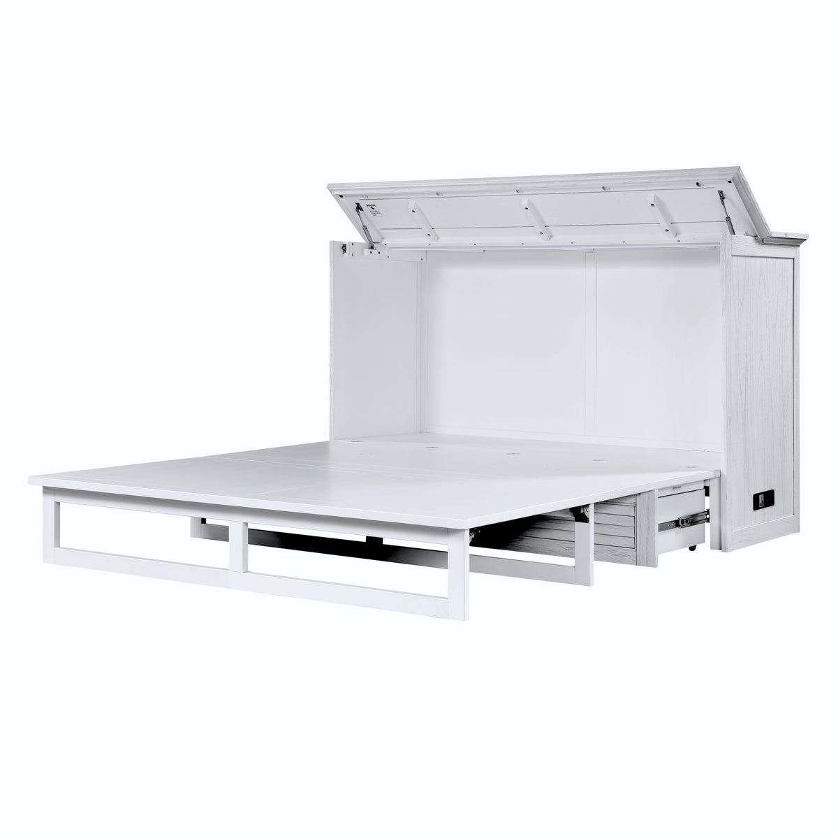 Surfside - Queen Size Cabinet Bed With Mattress - Weathered White
