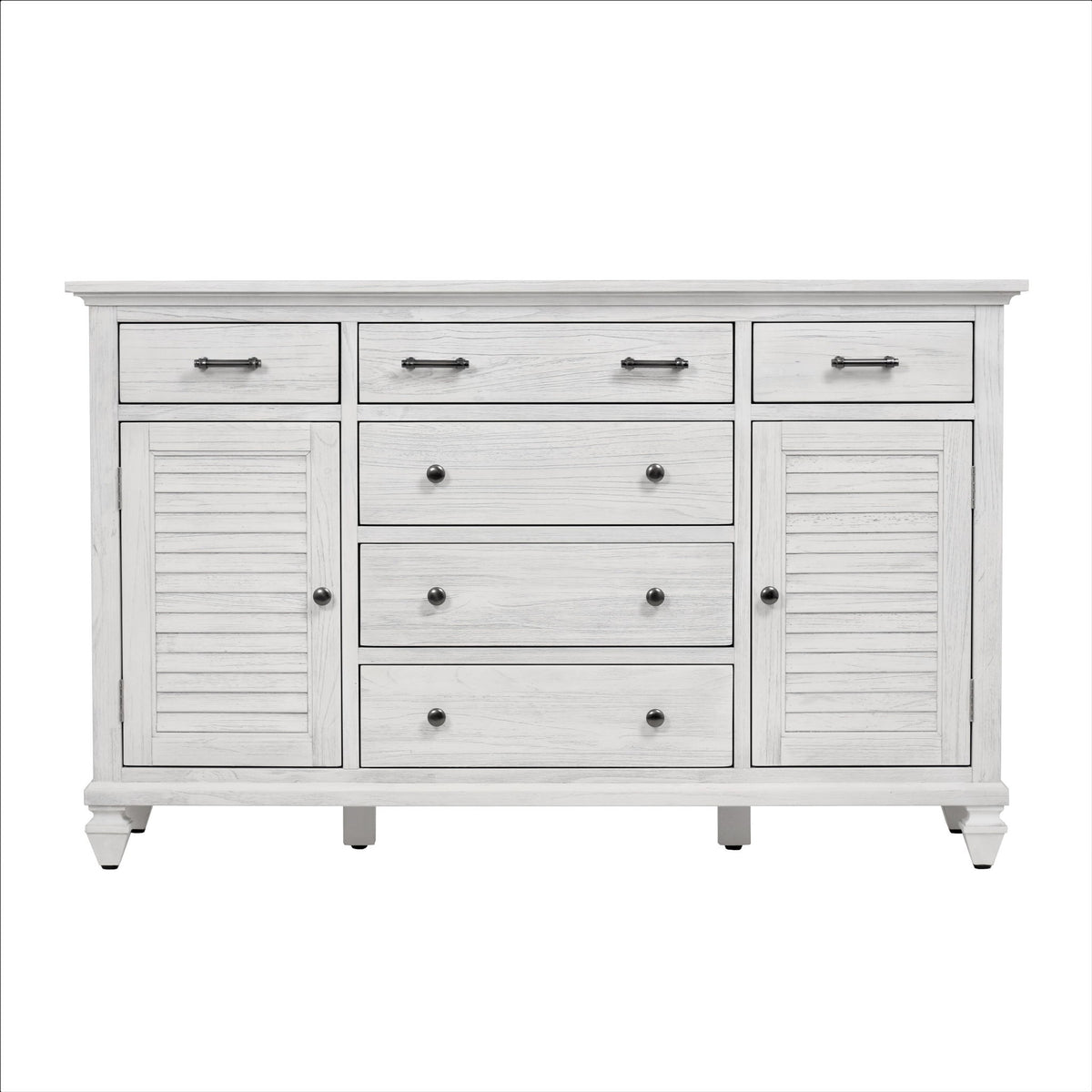 Surfside - 6 Drawer / 2 Door Dresser - Weathered White
