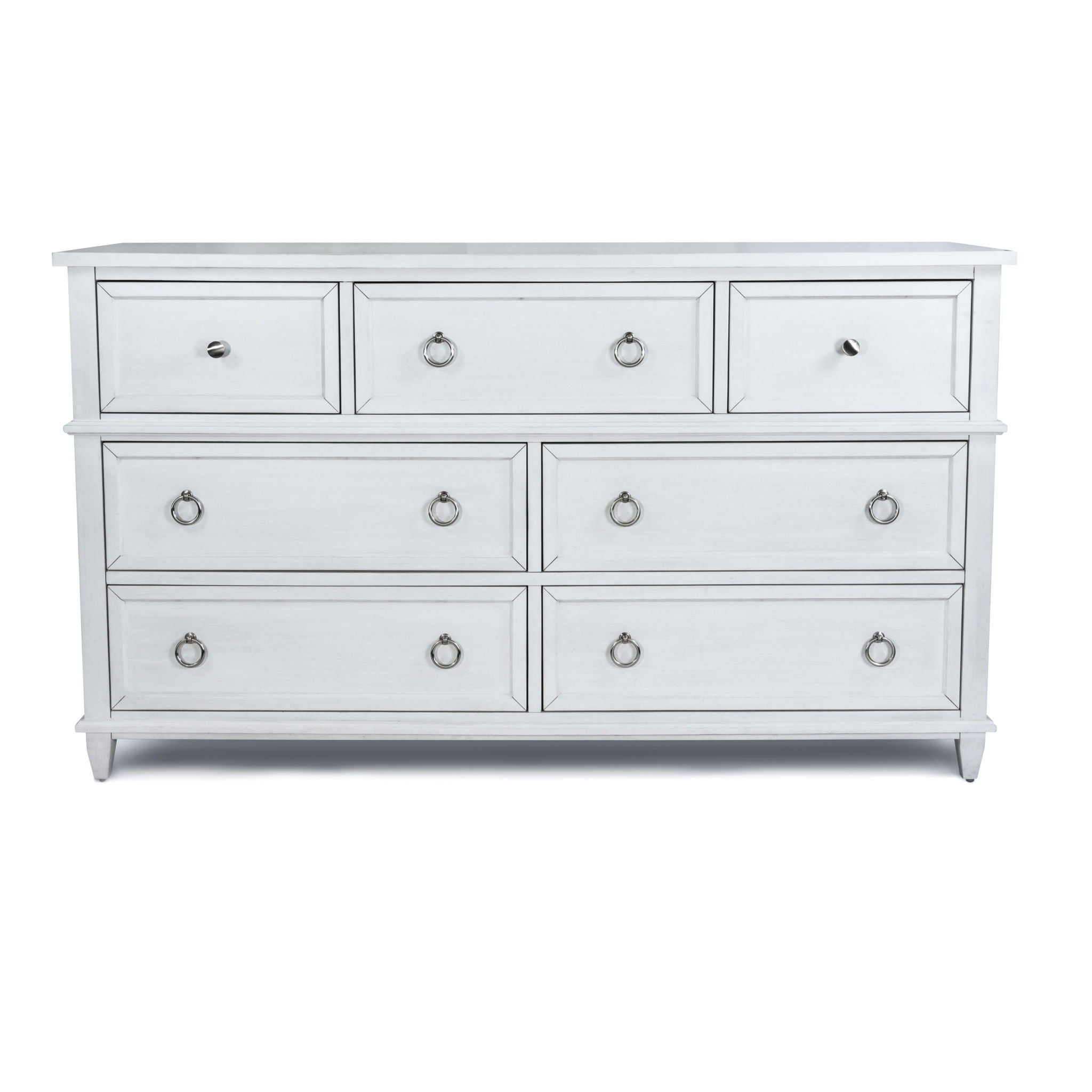 Point Breeze - 7 Drawer Dresser - Fresh White With Soft Gray Glaze