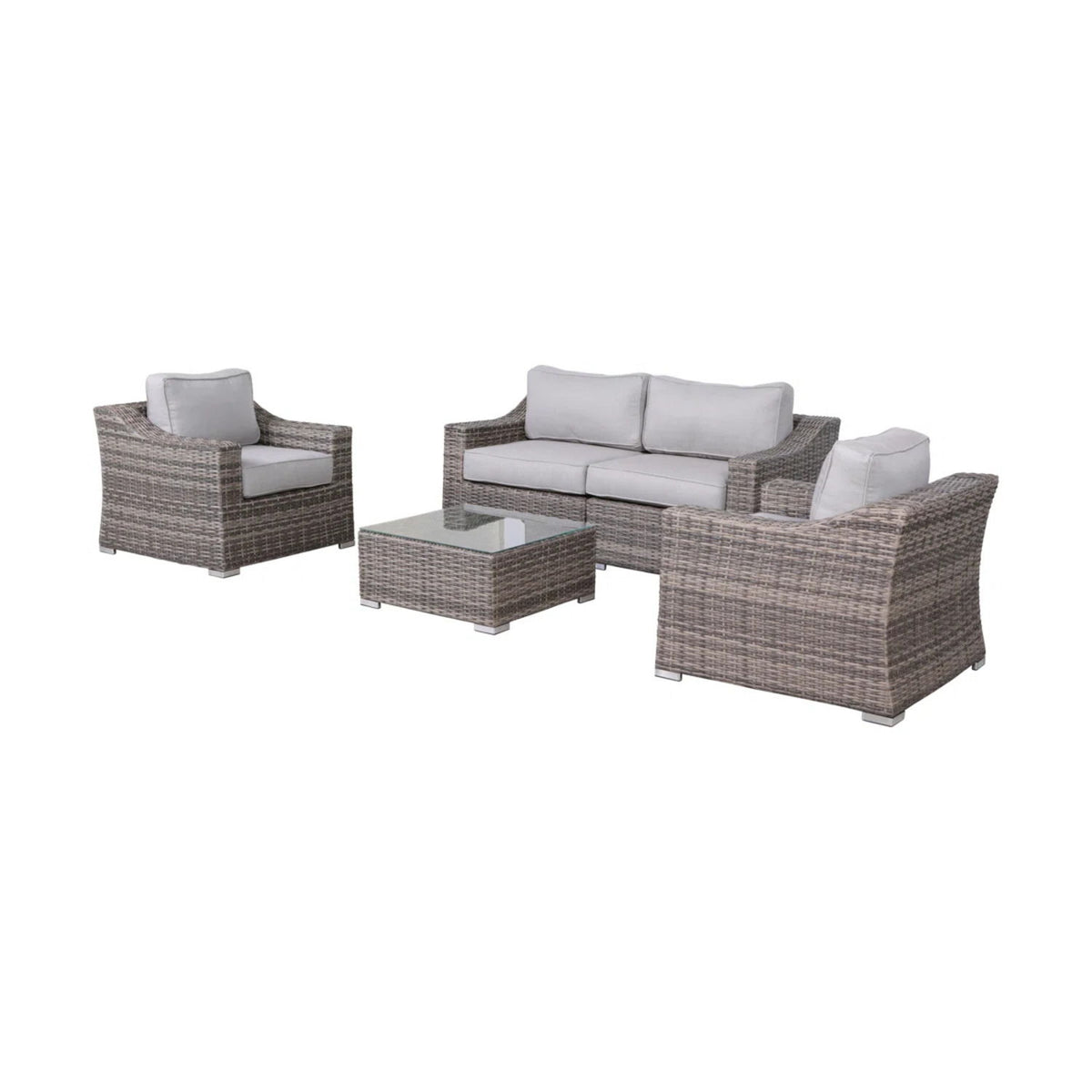 Outdoor Wicker Conversation Set With Cushions, All Weather