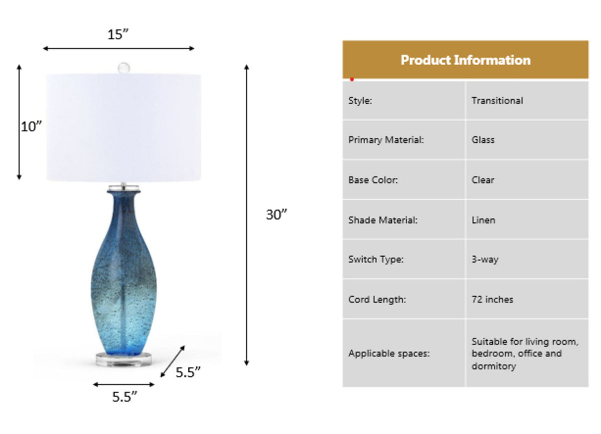 Everly - Art Glass With Crystal Base (Set of 2) - Blue Tone