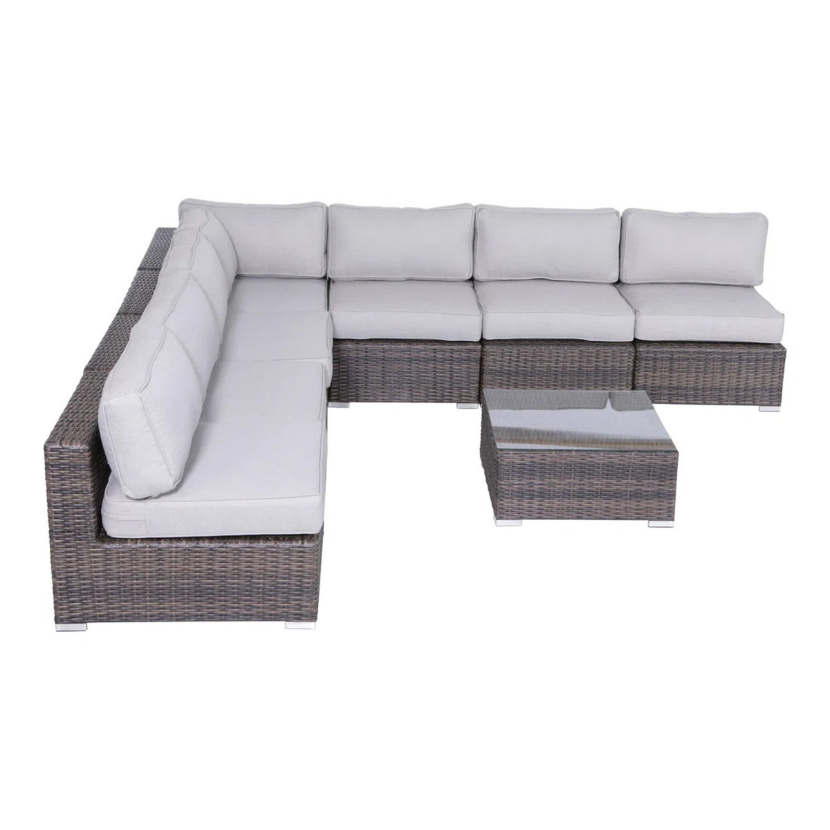 6 Person Seating Set With Cushions - Brown / Gray