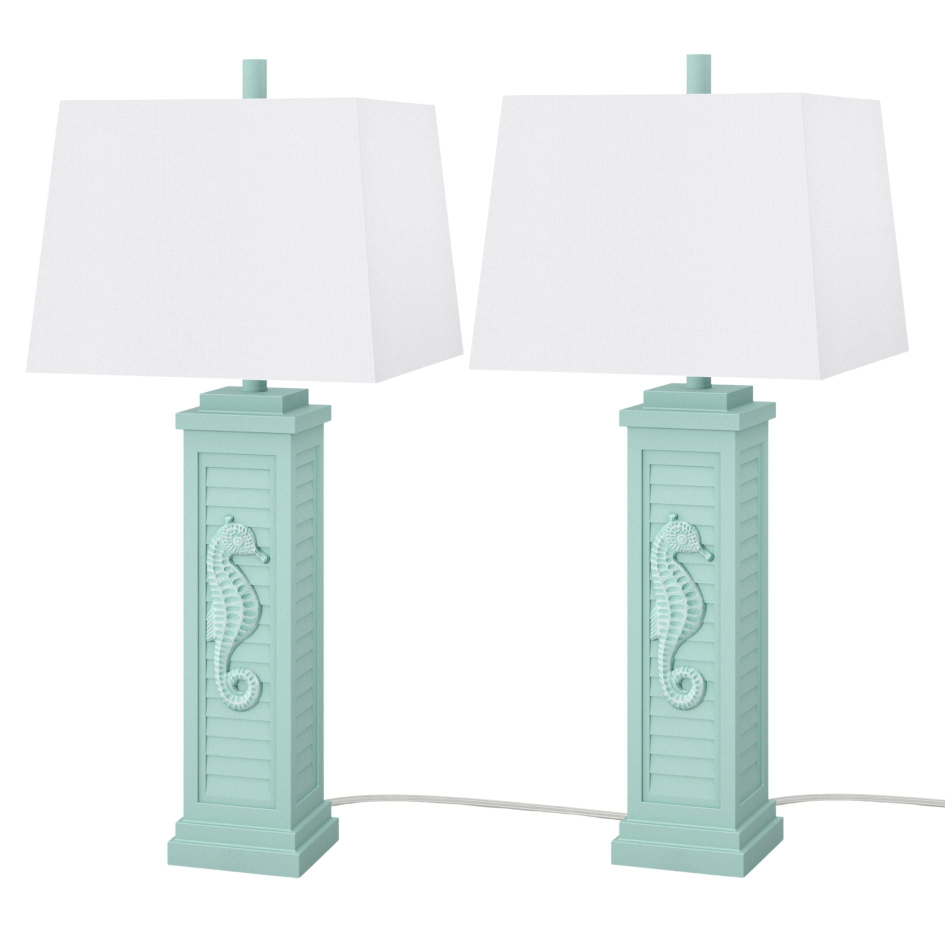 Sea Horse Shutter - Shutter Lamp With USB (Set of 2)