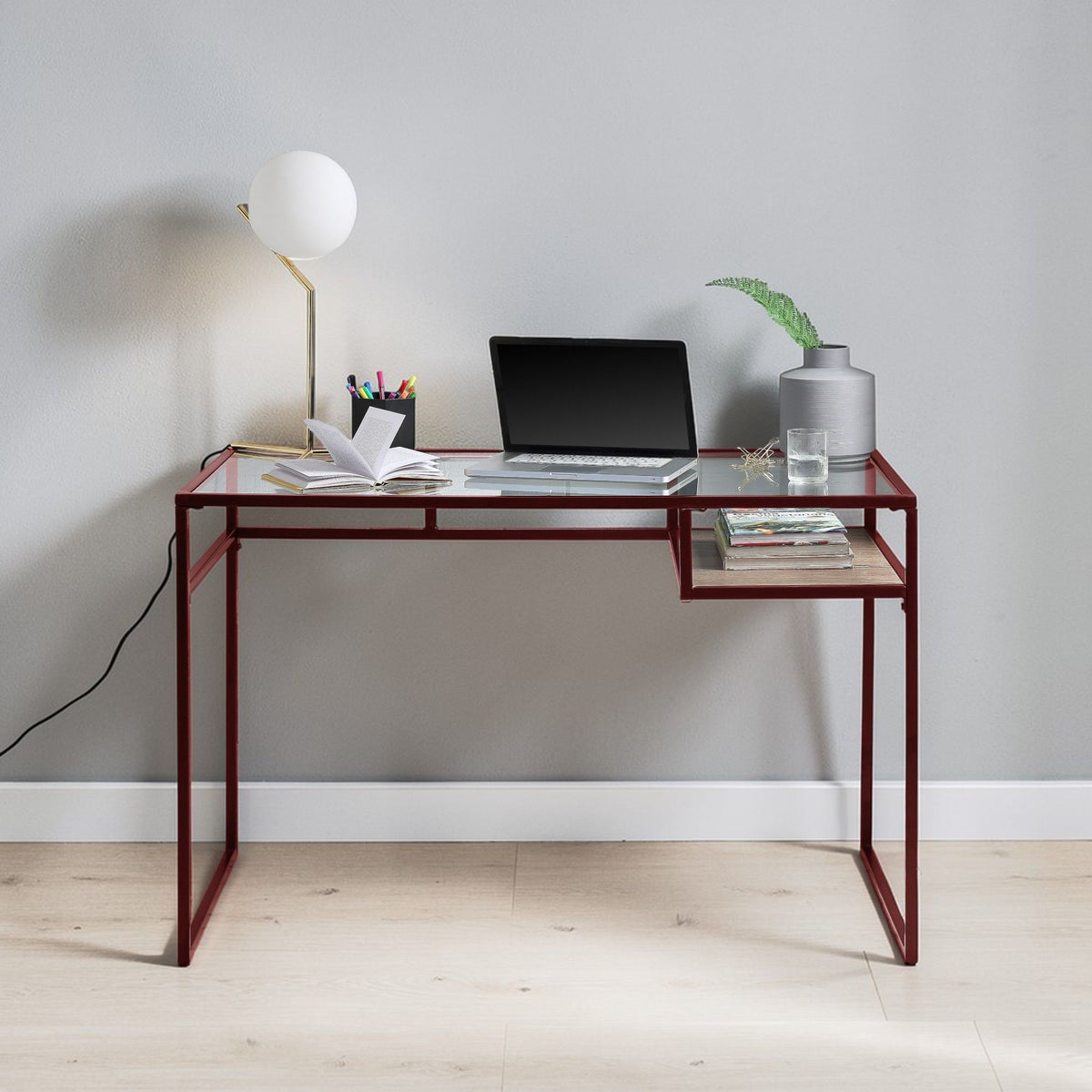 Yasin - Glass Top Writing Desk