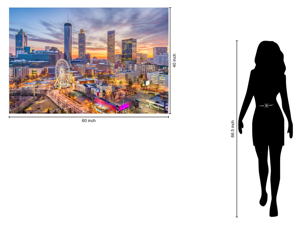 Tempered Glass With Foil - Atlanta Skyline - Light Blue