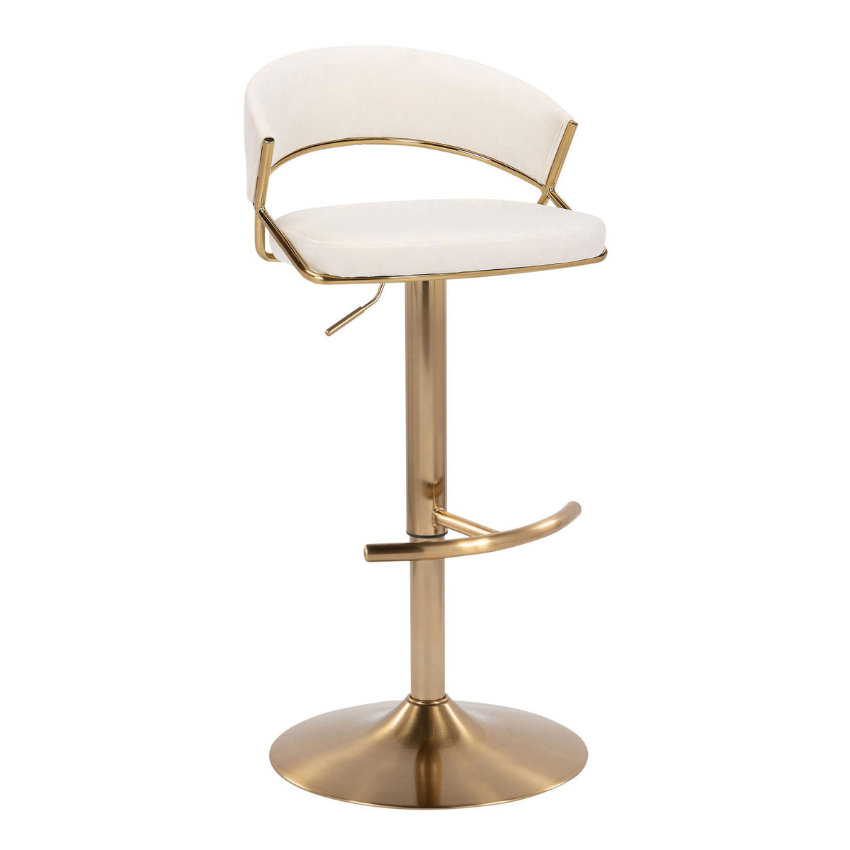 Jie - Contemporary Adjustable Barstool With Swivel With Rounded T Footrest (Set of 2)